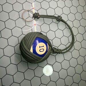 Paracord Celtic Knot Keychain w/ Pool Ball Core - Olive Drab EDC Gear